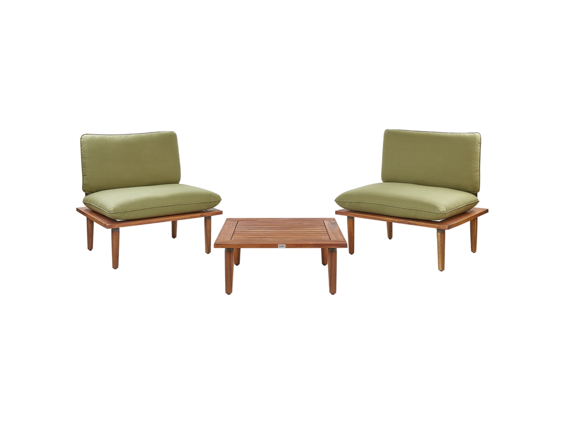 Conjunto De Sofá Y Mesa Beliani Frascati De Madera De Acacia Certificada Verde 80x70x75