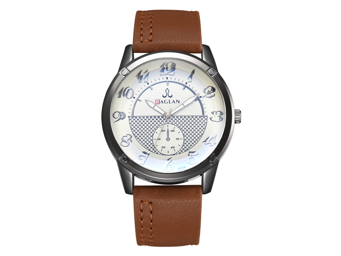 Relógio de Pulso Unisex de Quartzo com Pulseira de Couro Pu Marrom Estilo Clássico Digital