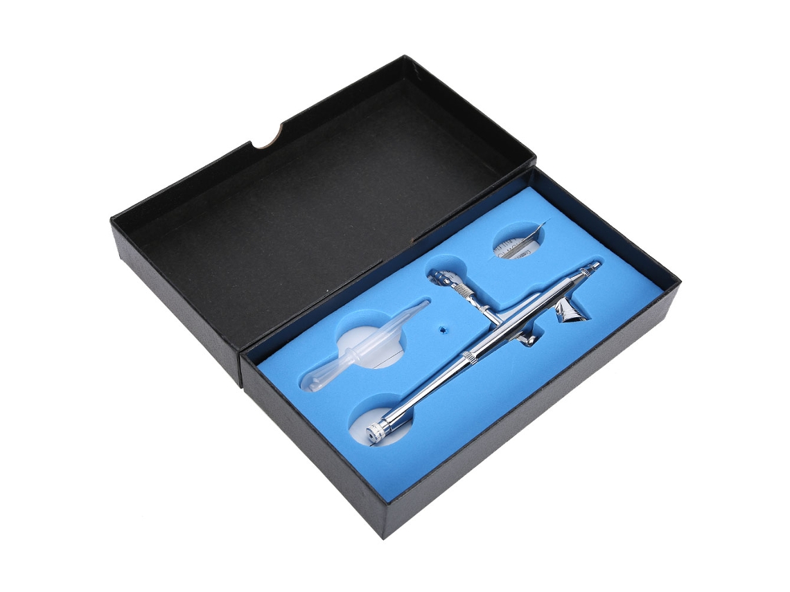 Aerógrafo Rebe-kit de dupla ação com alimentação por gravidade, 0,2 mm, 2 cc, para pintura de unhas e corpo.