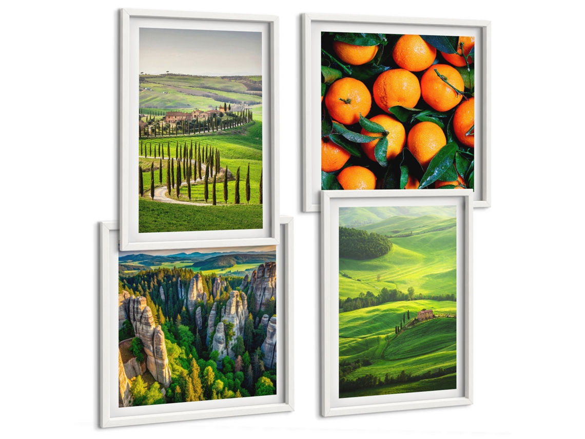 Composição De Quadros Encantadoras Paisagens Rurais Espelharte (4 Peças)