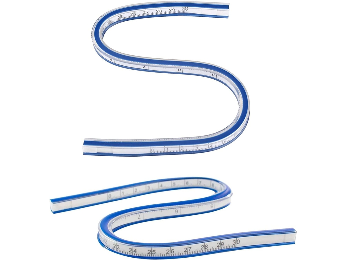 Fita Métrica Dupla Face Flexível Curva De Vinil Plástico (30 Cm), 2 Unidades