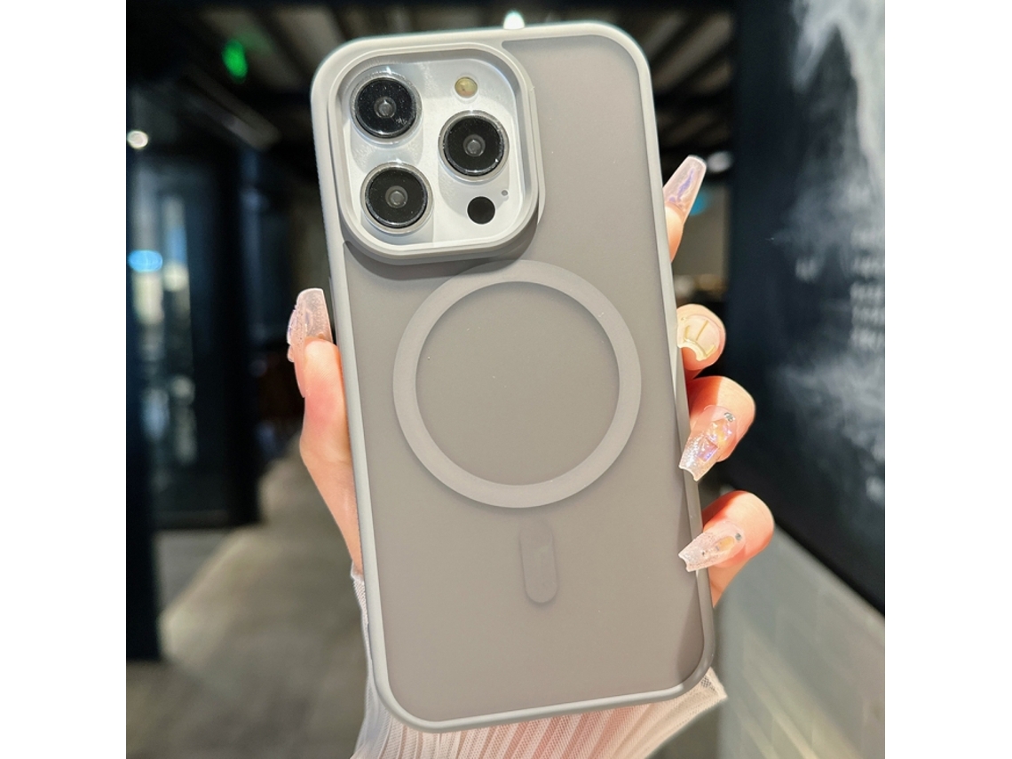Capa Transparente Híbrida Para Iphone 15 Pro - Tpu E Pc Com Magsafe - Cinza