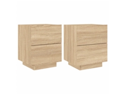 Bedside Cabinet, Bedside Cabinets Vidaxl Marrom Madeira Processada (n/a)