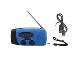Rádio Solar de Manivela, Emergência Multifuncional, Led com Lanterna para Campismo Ao Ar Livre, Azul, Europa AQUAFORGE