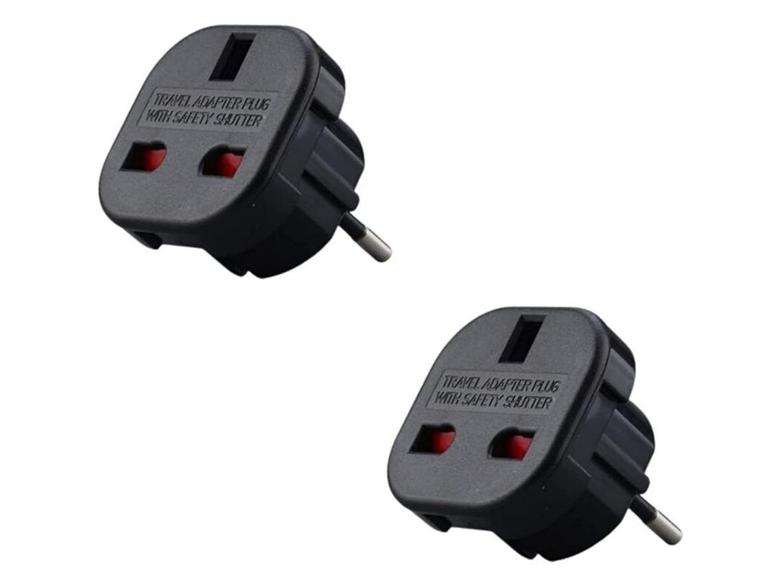 Conjunto De 2 Adaptadores Tomada Inglesa Para Francesa, Adaptador De Tomada Inglesa Para Francesa, Tipo G Para C, Compacto E Leve