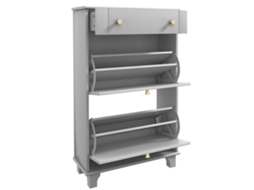 Sapateira Móvel Estreita Com 2 Portas E 1 Gaveta Para 8 Pares De 60x23,5x98,5 Cm Cinzento