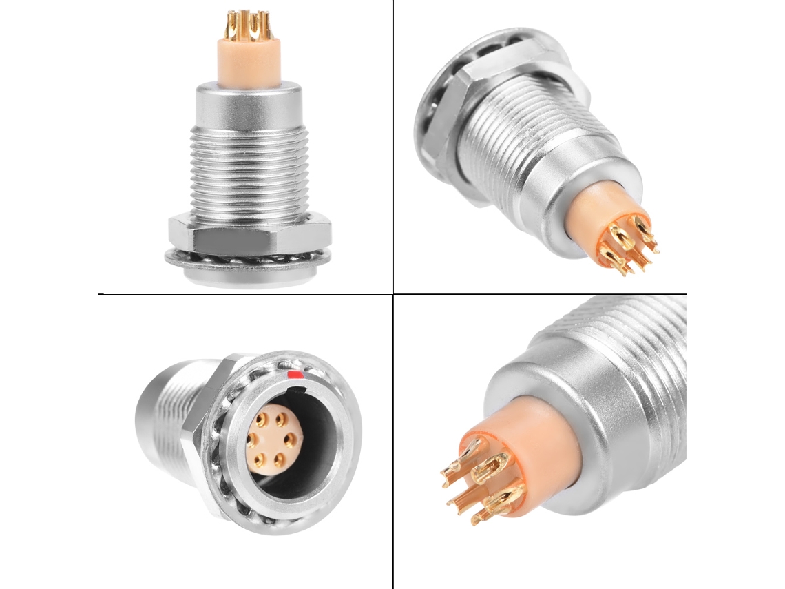 Conector De Encaixe Circular Metálico De 6 Pinos Laxiscreed Para Instrumentos Médicos E Aviação