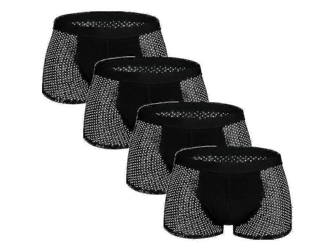 Calcinha Boxer Masculina de Malha com Fios de Bambu e Seda Gelada para Dia a Dia, Festas e Aniversários 4black