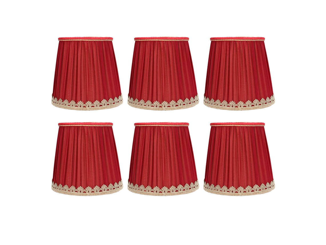 Abajur de Tecido Vinho com Borda Dourada para E14 Mesa e Chandelier Moderno