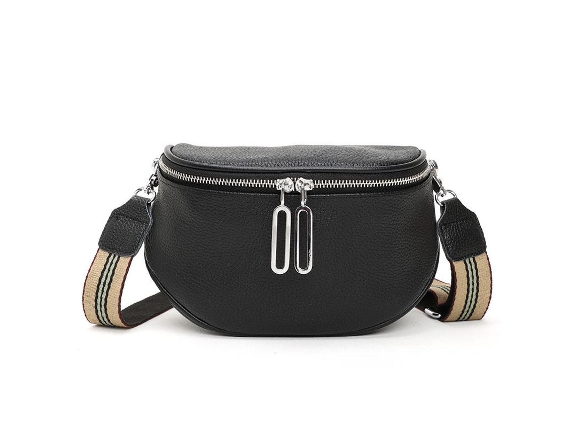 Bolsa De Peito Simples, Bolsa Transversal Com Zíper Versátil, Carteira Feminina De Alça Larga E Elegante, Preta SUNNY SPACES