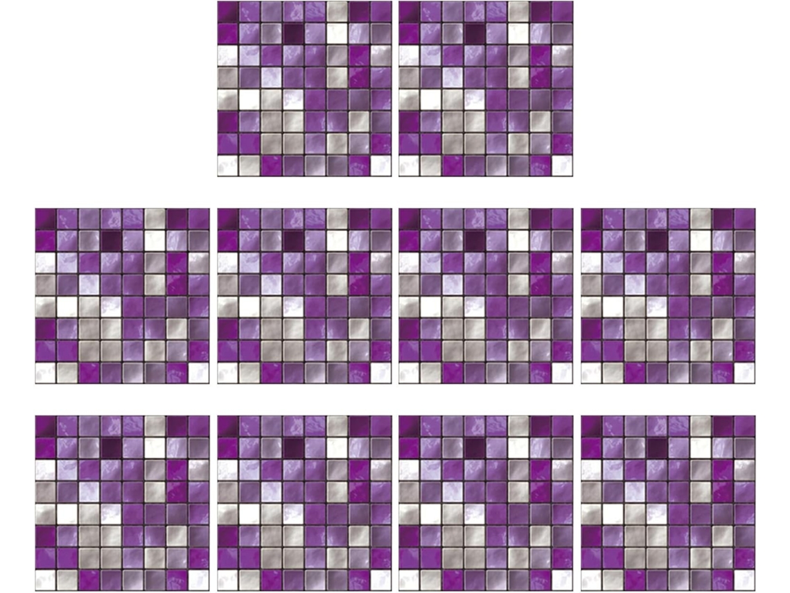 10 Adesivos De Azulejo Em Pvc Impermeáveis, Roxos, Peças, Estilo