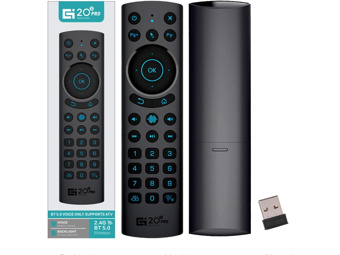 Controle remoto universal com Bluetooth e comando de voz para Android TV Box, Smart TV, Mini PC e HTPC.