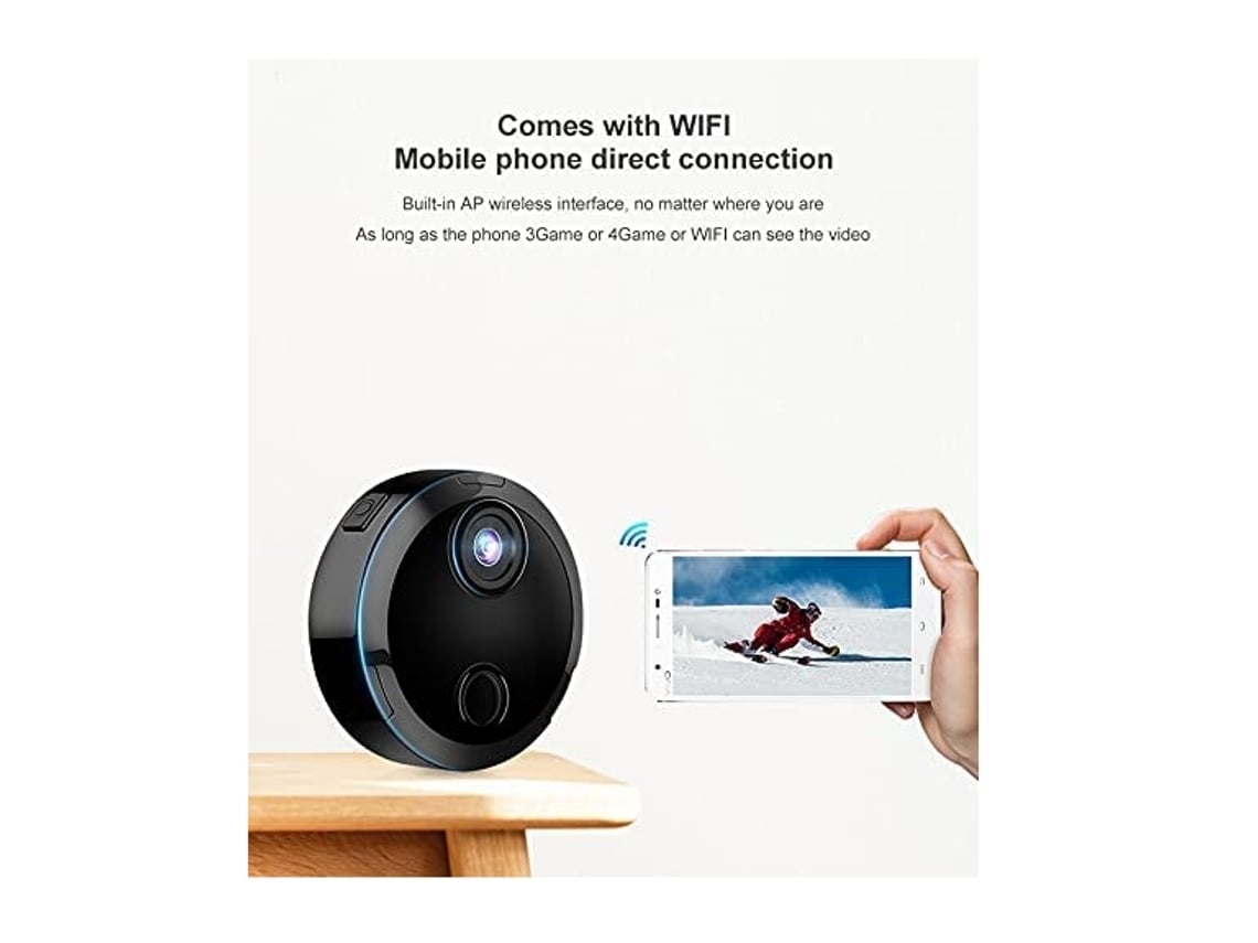 Mini Câmera Espiã Wifi 1080p Gravação De Vídeo Ao Vivo Câmera Espiã Oculta Sem Fio/visão Noturna/alarme Ativado Por Movimento Preto*
