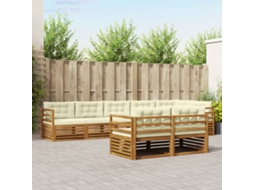 Vidaxl Conjunto De Sofás Para Exterior 8 Unid. Natural E Creme