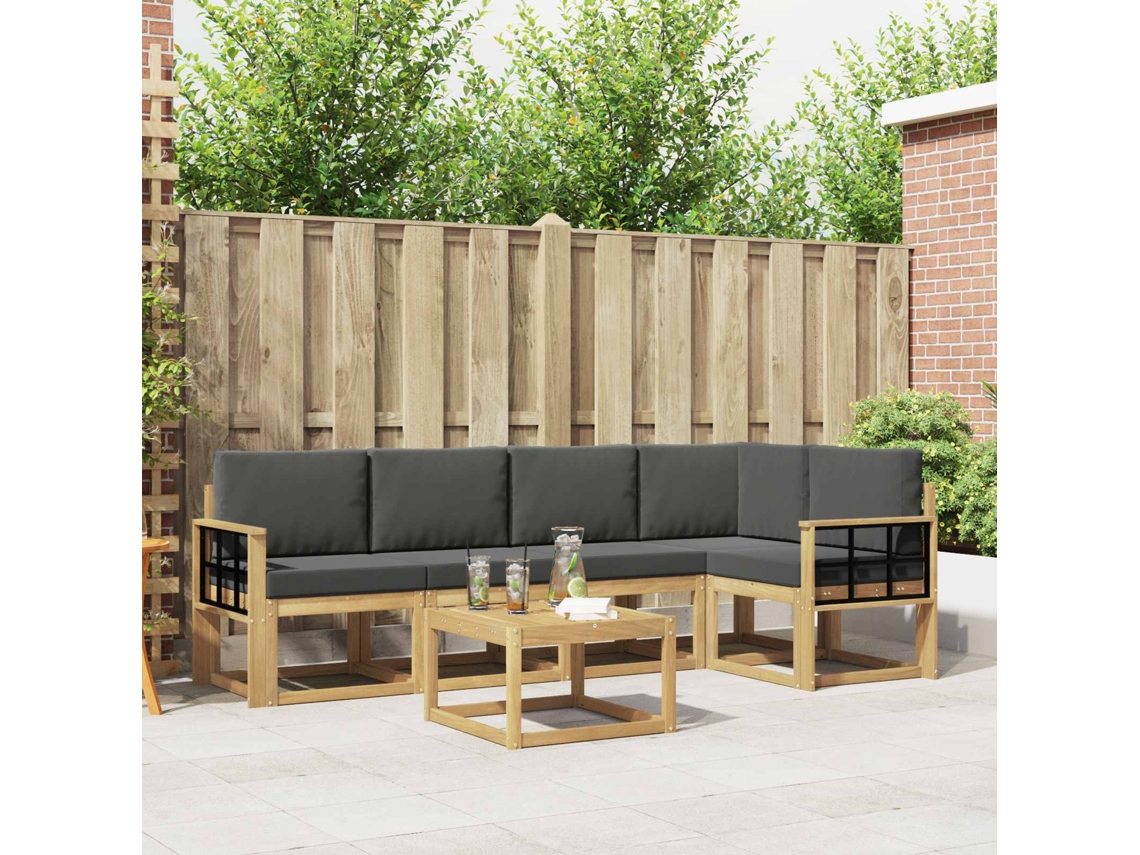Vidaxl Conjunto De Sofás Para Exterior 6 Unid. Branco E Antracite