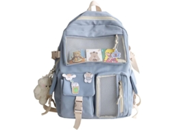 2026 mochila Escolar Kawaii de Alta Capacidade Mini Impermeável para Estudantes, Cor Azul com Acessórios