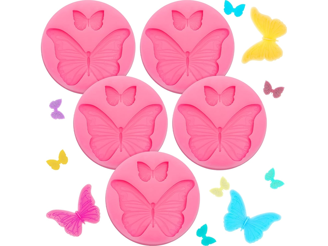 Mini Molde De Silicone Para Bolo Fondant Em Formato De Borboleta, Antiaderente, Ferramentas Para Decoração De Bolos, Rosa SUNNY SPACES