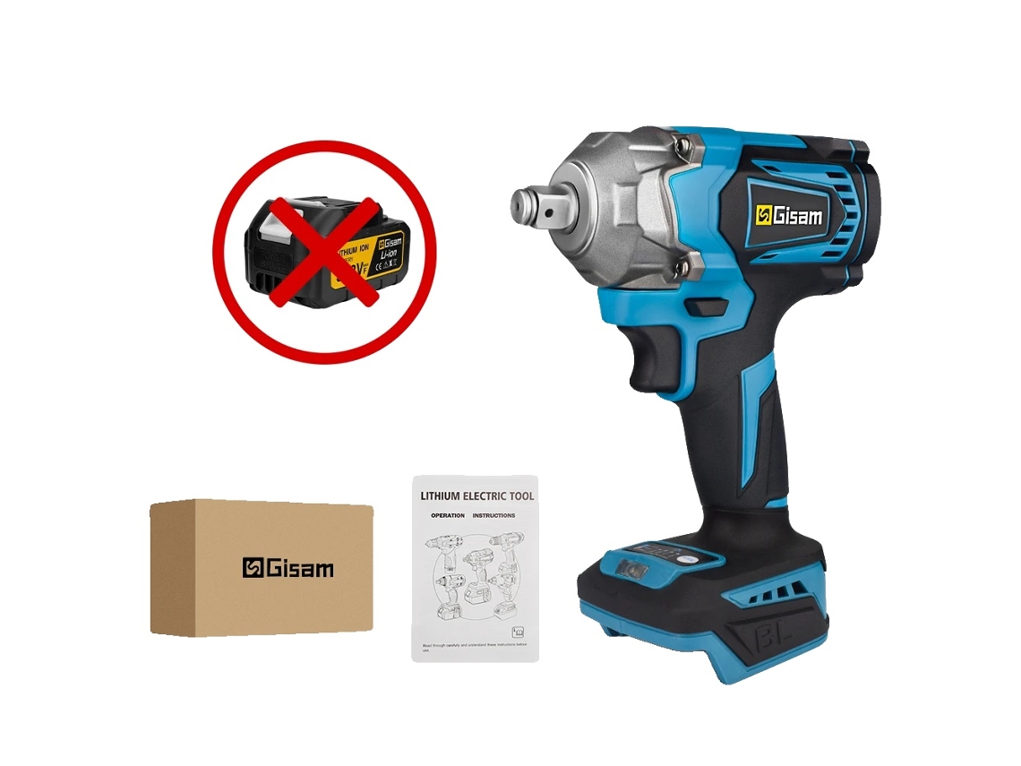 Chave De Impacto Elétrica, Torque De 1200 N.m, Compatível Com Bateria De 18v, Sem Bateria Sem Plugue