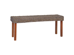 Vidaxl Banco 110cm Vime Kubu Natural E Madeira Maciça De Mogno