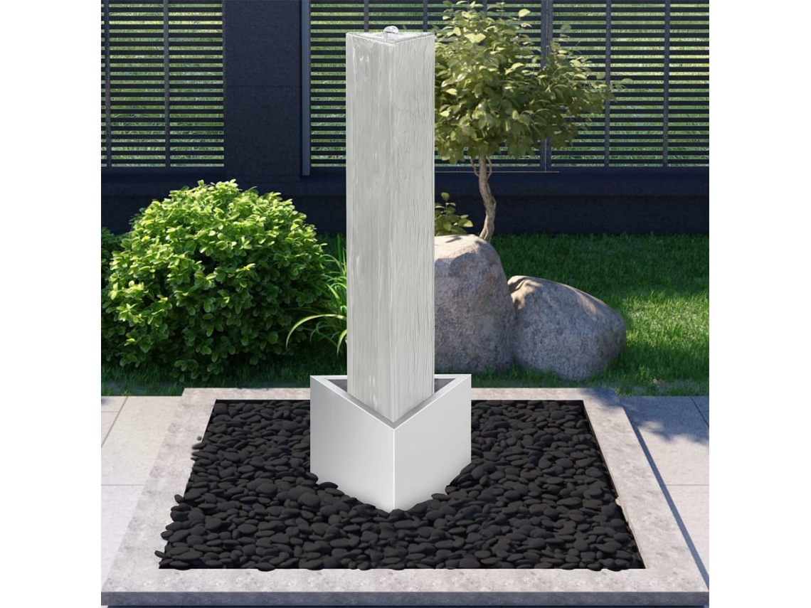 Vidaxl Fonte De Jardim 37,7x32,6x110 Cm Aço Inoxidável Prateado