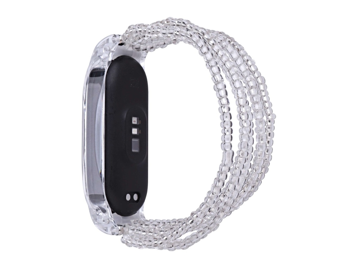 Bracelete de Tecido Trançado Frisado Estilo de Férias para Xiaomi Mi Band 3/Band 4 Transparente
