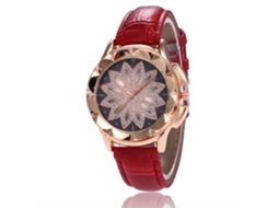 Reloj De Pulsera De Cuarzo Para Mujer Zhoulianfa Con Diseño Floral Dial Redondo Pu Rojo