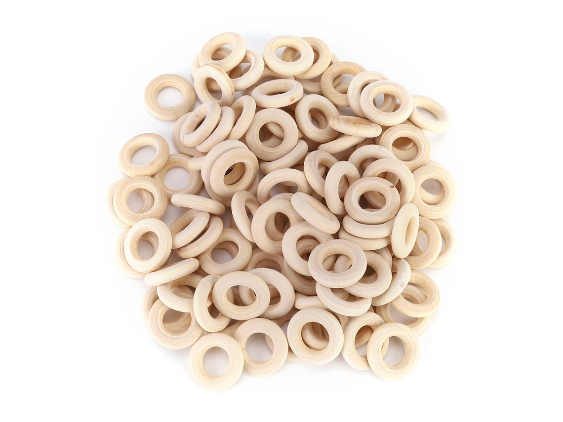 Mali 100pcs Anéis de Madeira Natural 25mm para Dentição Bebê Acessórios Diy Artesanato