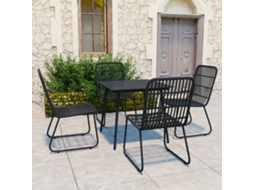 Vidaxl 5 Pcs Conjunto De Jantar Para Exterior Vime Pe E Vidro