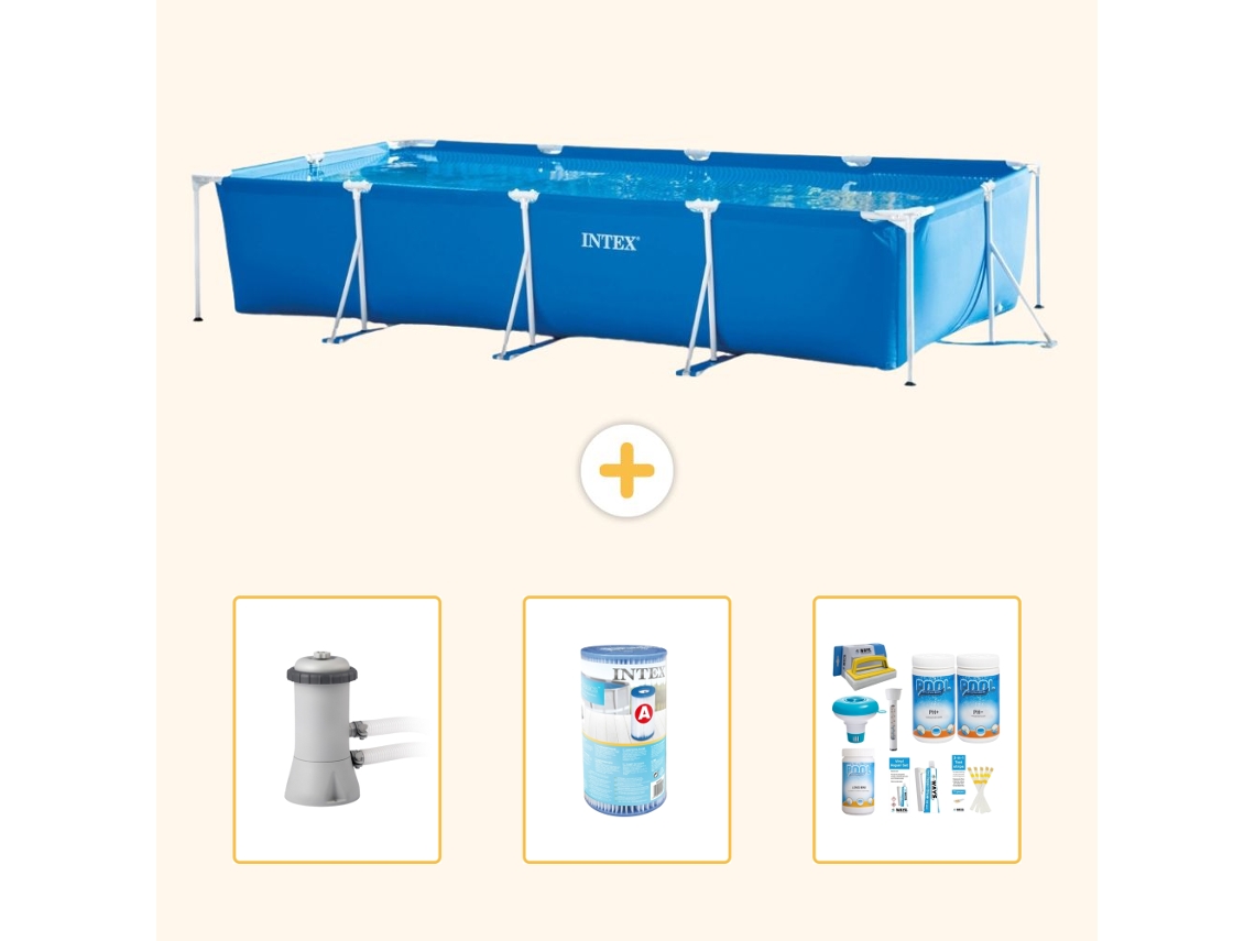 Intex Piscina Com Estrutura Retangular - 450x220x84 Cm - 4-peças S22361