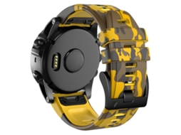 Bracelete Silicone 26Mm Liberação Rápida para Garmin Fenix Enduro/Tactix Delta/Tactix 7 Pro Amarelo Camuflado