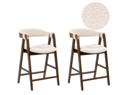 Conjunto De 2 Sillas De Bar Beliani Day De Bouclé Beige 52x62x88