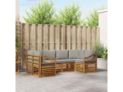 Vidaxl Conjunto De Sofás Para Exterior 6 Unid. Cinza Natural E Claro
