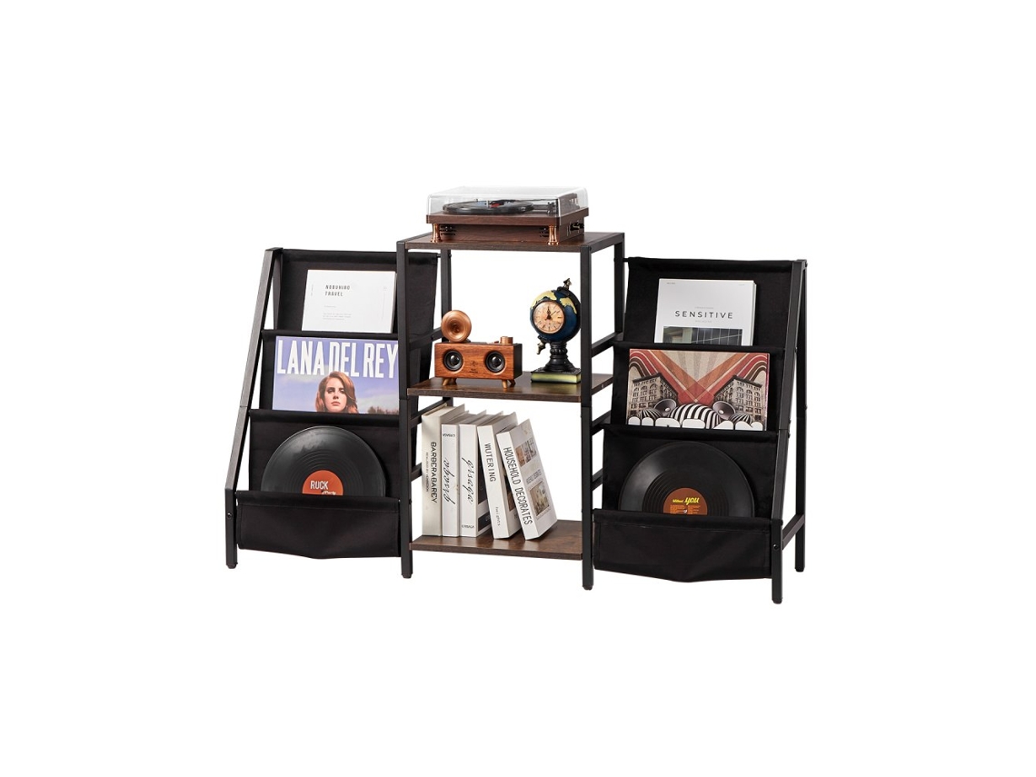 Estante De Vinil Com Suporte Para Gira Discos E Capacidade Para 280 Discos Tekmaquinas