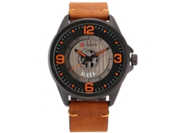 Reloj De Pulsera Para Hombre De Aleación Analógico De Cuarzo Con Dial Redondo (negro Naranja)