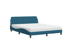 Bed, Beds Vidaxl Azul Veludo (160 X 200 Cm)