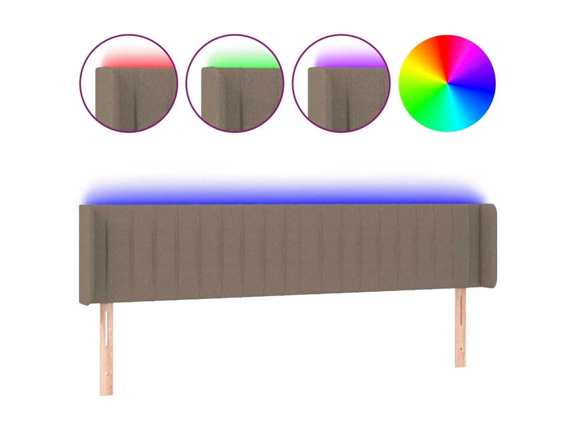 Led Headboard, Led Headboards Vidaxl Cinzento-acastanhado Tecido (163 X 16 X 78/88 Cm)