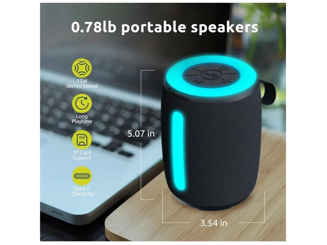 Alto Falante Bluetooth Alto Falante Portátil À Prova Dágua Ip68 Com Luzes Led Alto Falante Estéreo Sem Fio Hd De 15 W Bt5.3 Mic Função De Yizhood