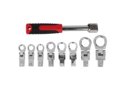 Kit De Chave De Socket Detachável Com Cabeça Flexível Giratória 180 Graus Cr V 9 Peças