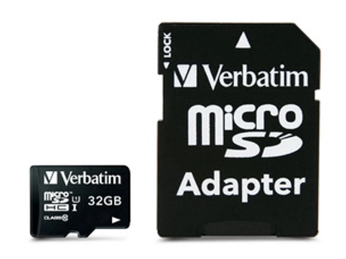 Cartão de Memória MicroSD VERBATIM 32GB Class10 + Adaptador