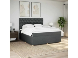 Vidaxl Cama Com Molas/colchão 180x200 Cm Tecido Cinzento-escuro