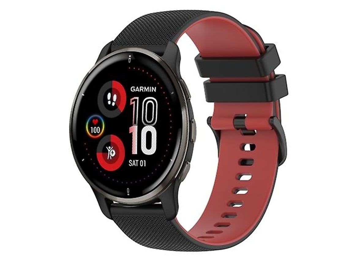 Lurelia Pulseira Garmin Venu 2 Plus 20 Mm, De Silicone Xadrez Bicolor, Preta E Vermelha, Acabamento Moderno