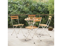 Cadeiras De Bistrô Dobráveis 4 Pcs Acácia Maciça E Aço Dkd Home Decor