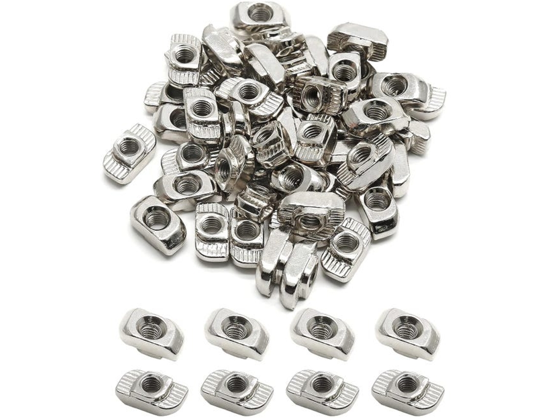 Pacote Com 50 Porcas Deslizantes Em T, Rosca Métrica M5, Cabeça De Martelo, Adequadas Para Perfis De Alumínio Com Ranhura Em T Padrão De 8 Mm.