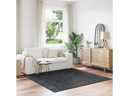 Vidaxl Tapete Shaggy Antiderrapante Cinzento-escuro 200 X 200 Cm Pp