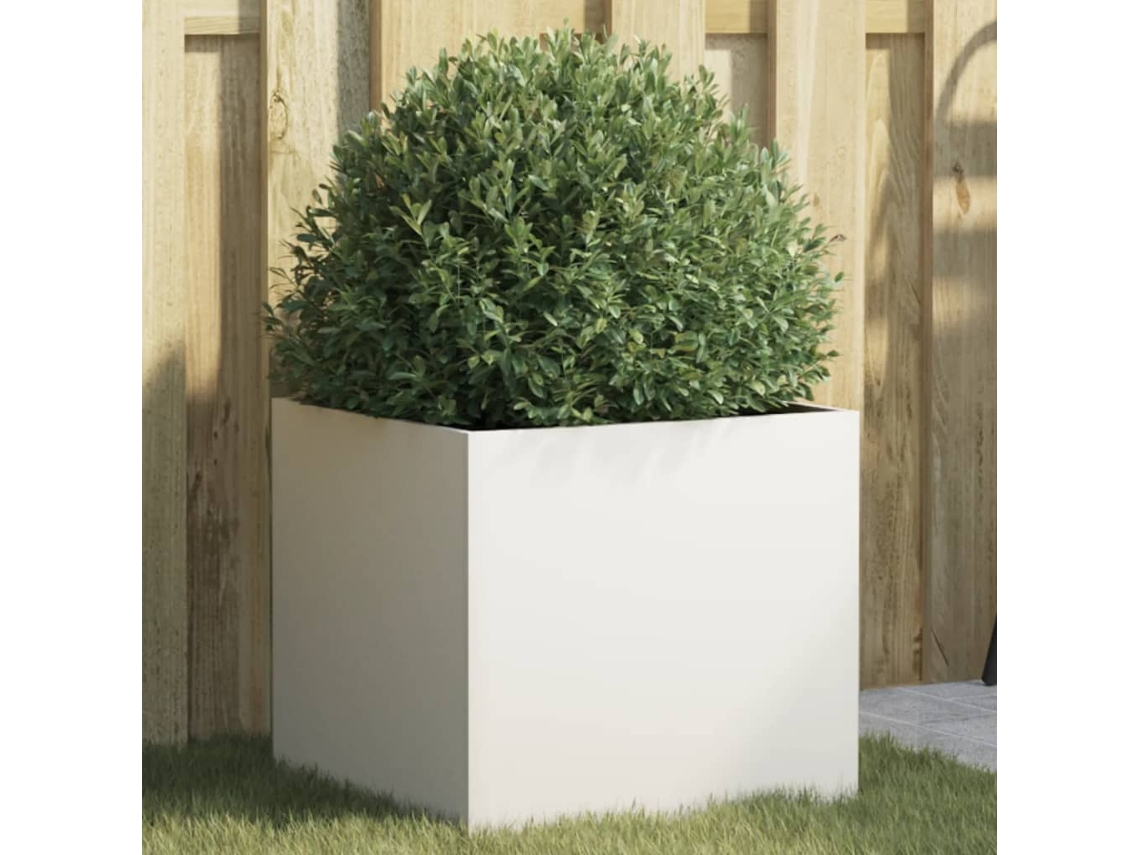 Vidaxl Vaso/floreira 42x40x39 Cm Aço Branco