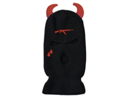 Capuz Balaclava 3 Buracos Tricot Com Chifres Acolchoado Protetor De Rosto Impermeável Ao Vento Para Ski Ciclismo Corrida Unissex