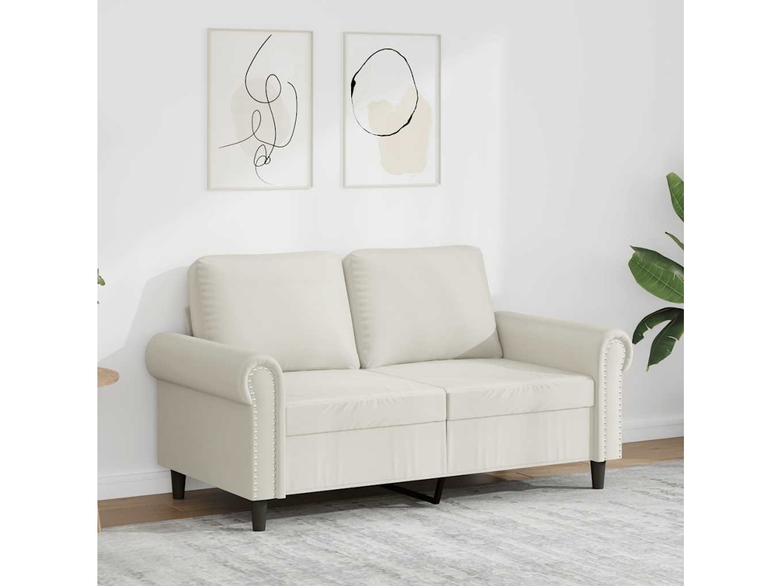 Vidaxl Sofá De 2 Lugares Veludo 120 Cm Cor Creme