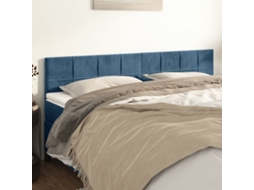2 Pcs Cabeceira De Camapainel De Cabeceira Veludo 80x5x78/88 Cm Azul Escuro Lovely Home
