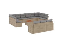 Maison Exclusive - 14 Pcs Conjunto De Sofás P/ Jardim Com Almofadões Vime Pe Bege