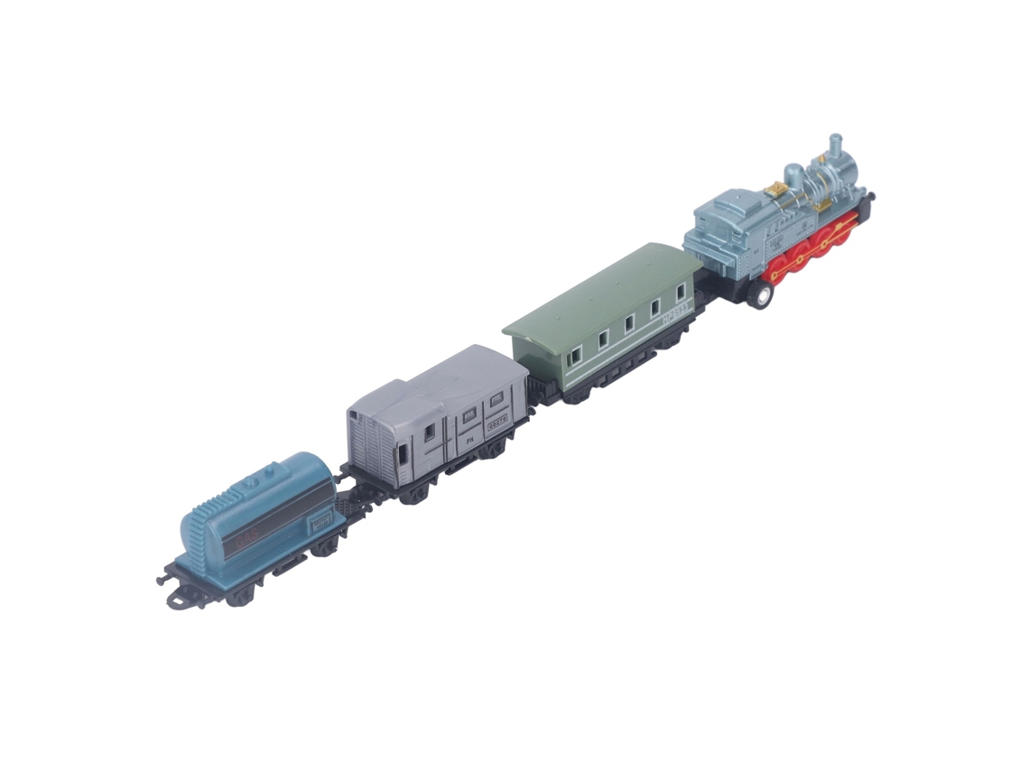 Ats brinquedo de Trem de Vapor Vintage de Liga com Recuo para Crianças Azul: Modelo Educativo para Desenvolver Habilidades Práticas